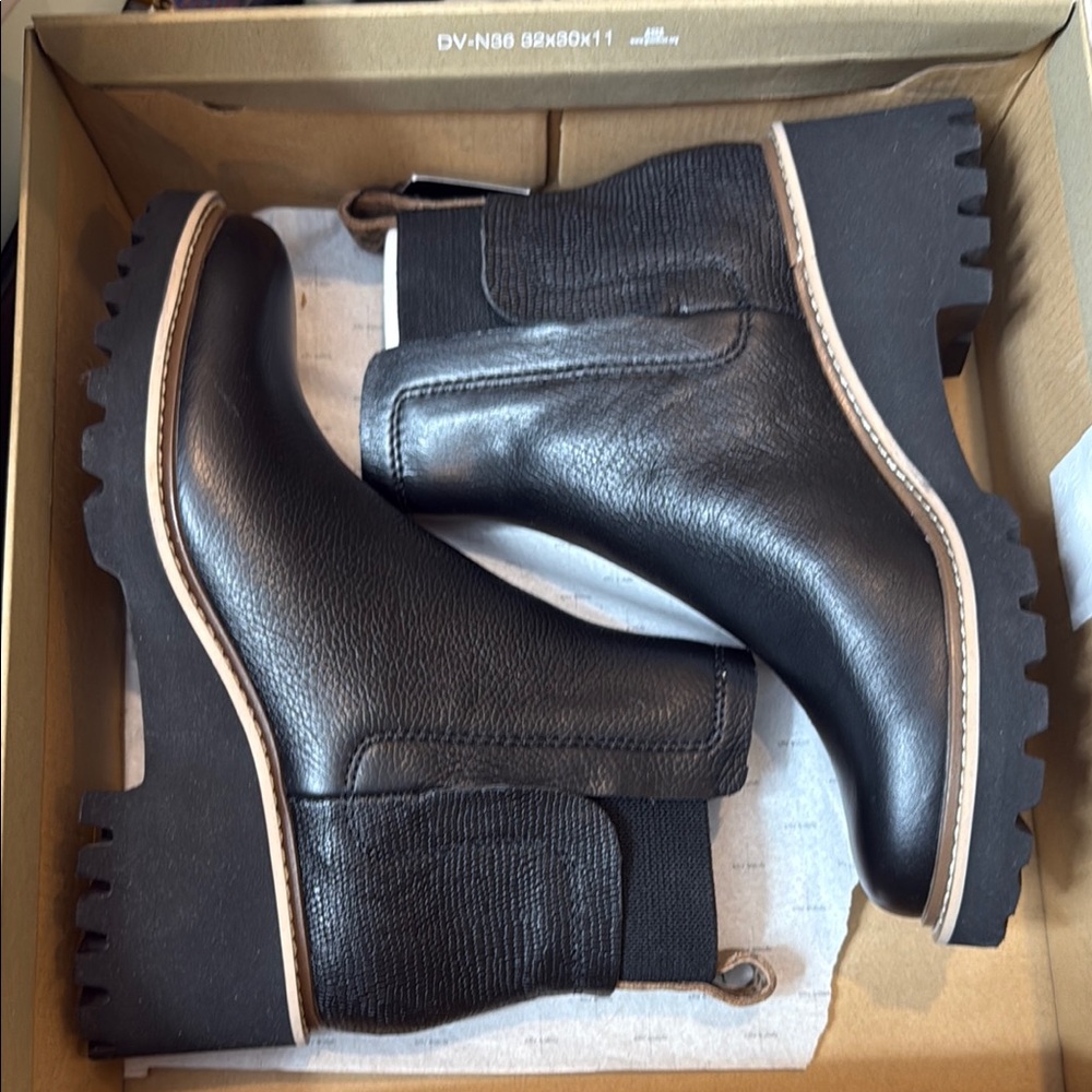 Dolce Vita Black Chunky Ankle Boots Chelsea Style